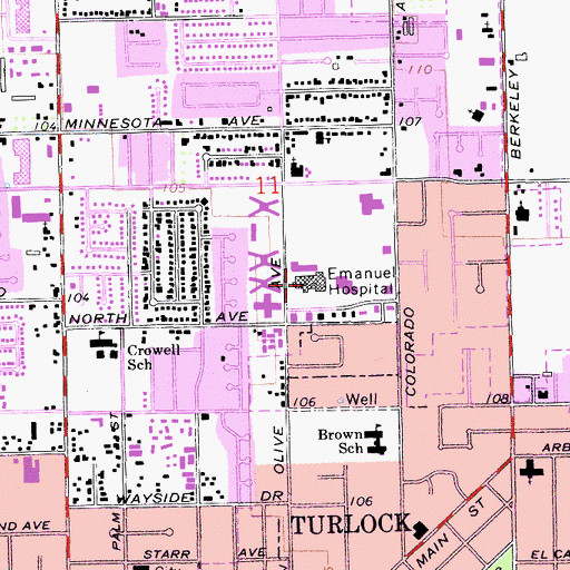 Topographic Map of Emanuel Medical Center Library, CA