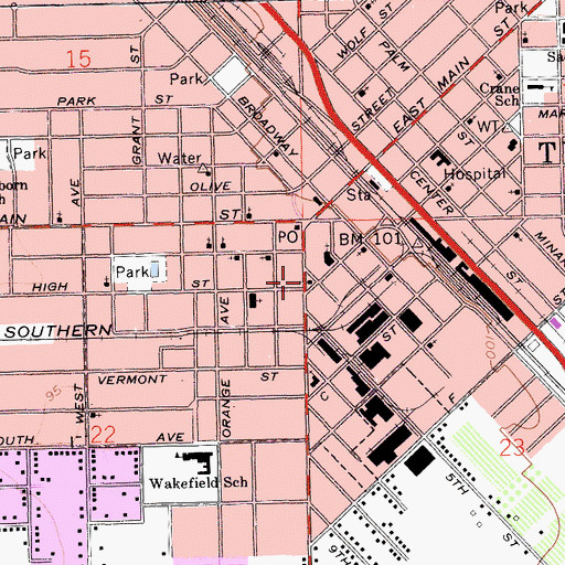 Topographic Map of First Church of the Nazarene, CA