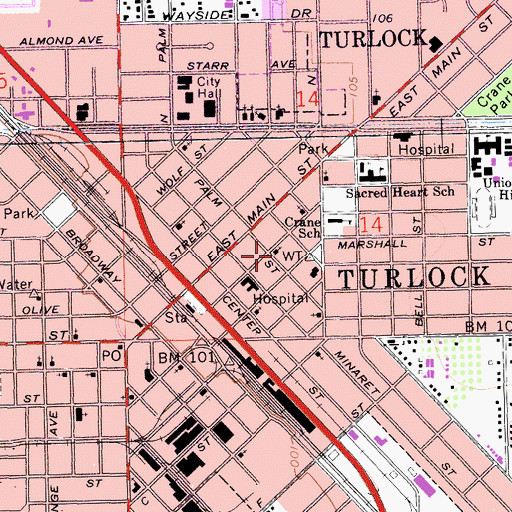 Topographic Map of First United Presbyterian Church, CA