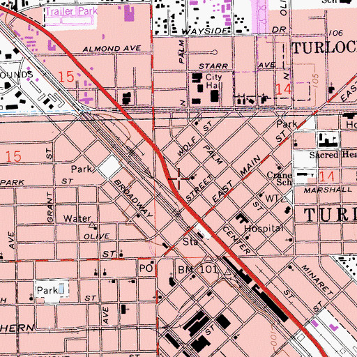 Topographic Map of Free Methodist Church, CA