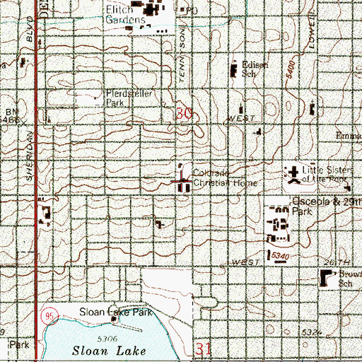 Topographic Map of Colorado Christian Home, CO