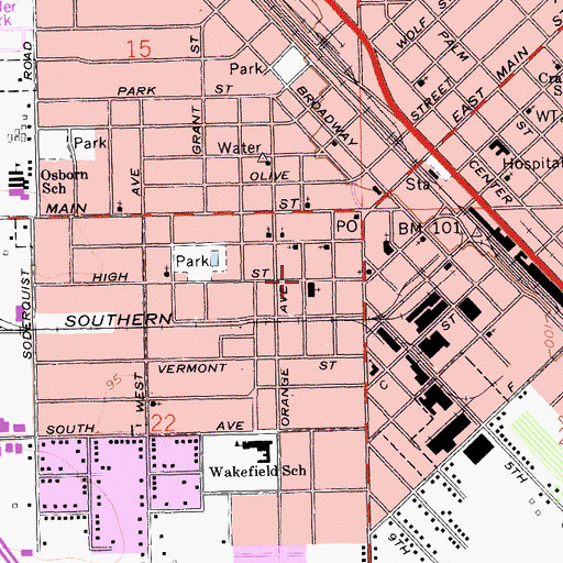 Topographic Map of Iglesia del Pacto Evangelico de Turlock, CA