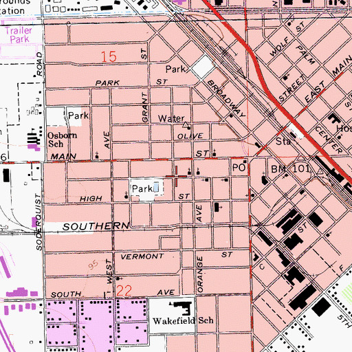 Topographic Map of Nazareth Lutheran Church, CA