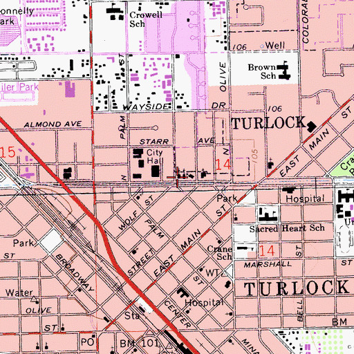 Topographic Map of North Side Assembly of God Church, CA