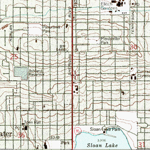 Topographic Map of Ashland Reservoir, CO