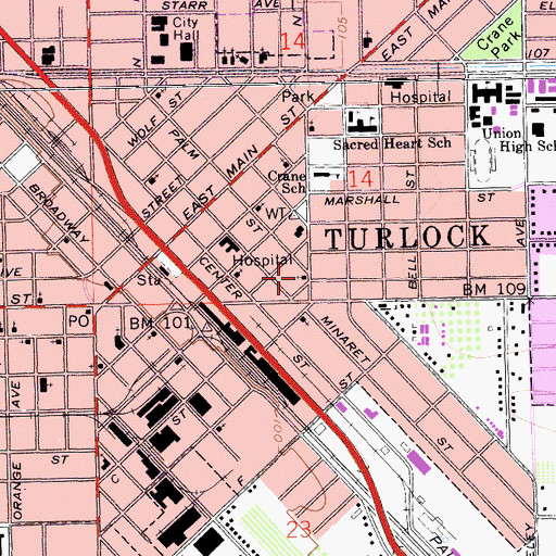 Topographic Map of Saint Johns Assyrian United Presbyterian Church, CA