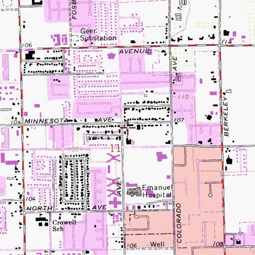 Topographic Map of Seventh Day Adventist School, CA