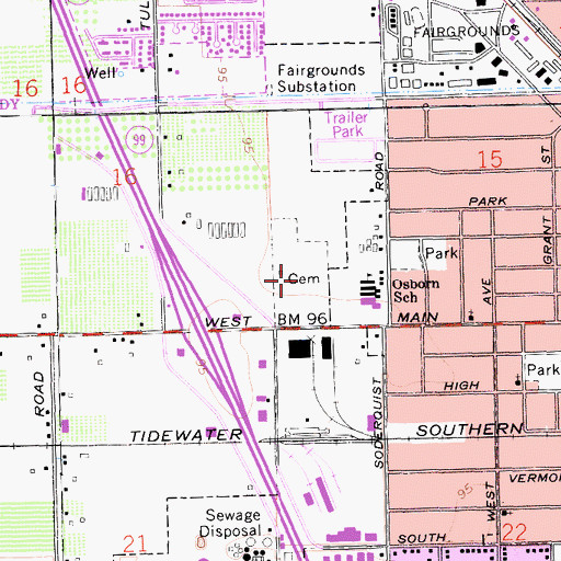 Topographic Map of Turlock Memorial Park, CA