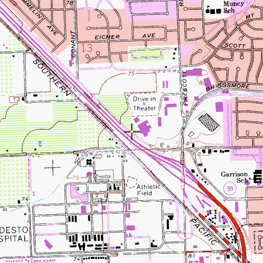 Topographic Map of Central Valley Plaza Shopping Center, CA