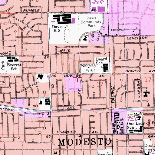 Topographic Map of College Shopping Center, CA