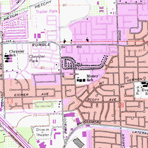 Topographic Map of Muncy Park, CA