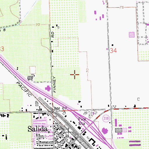 Topographic Map of Sisk Elementary School, CA