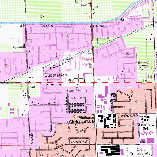 Topographic Map of Tully Manor Shopping Center, CA