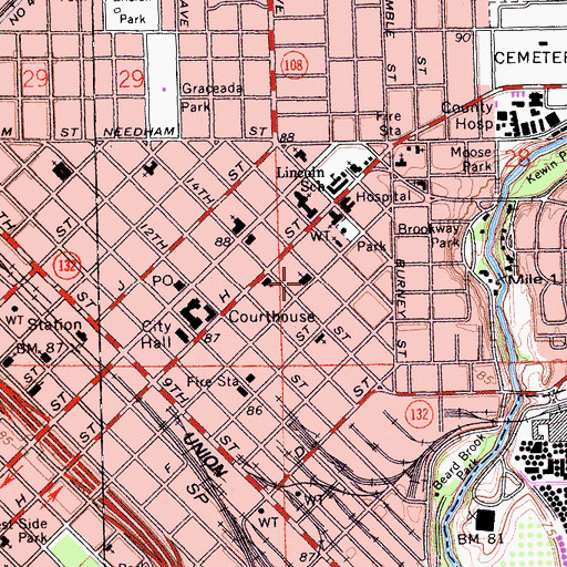 Topographic Map of Bethel Pentecostal Church, CA