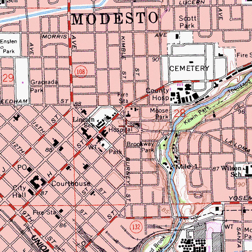 Topographic Map of Church of Christ, CA