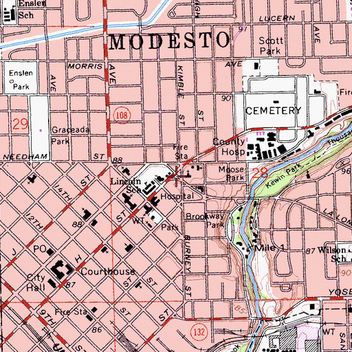 Topographic Map of Church of the Four Square Gospel, CA