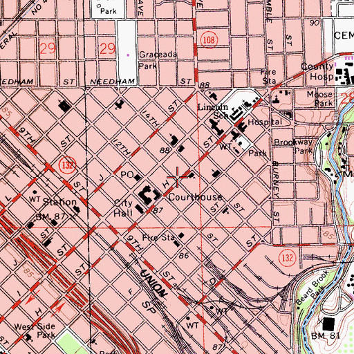 Topographic Map of First Church of Christ Scientist, CA