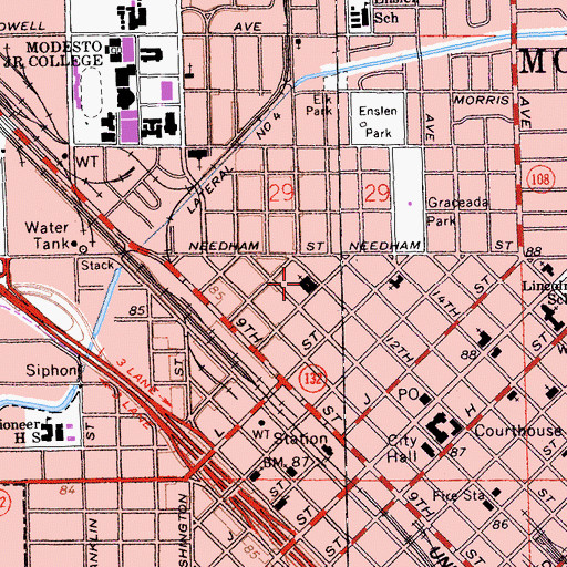 Topographic Map of First Baptist Church, CA