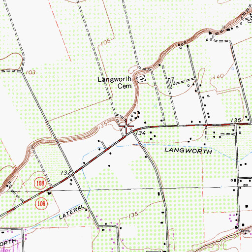 Topographic Map of Langworth School (historical), CA