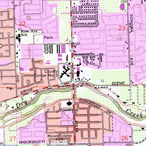 Topographic Map of Old Oakdale Road Shopping Center, CA