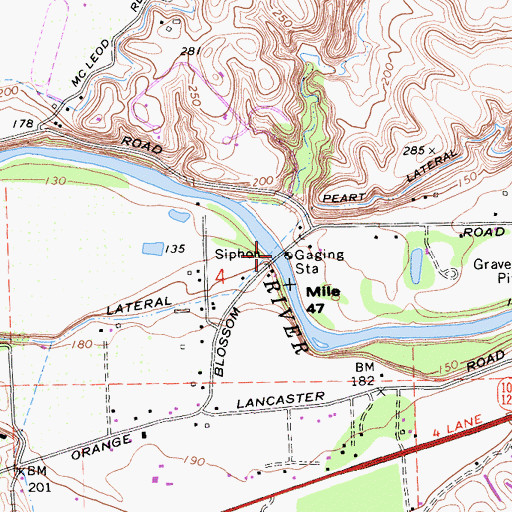 Topographic Map of Orange Blossom Bridge, CA