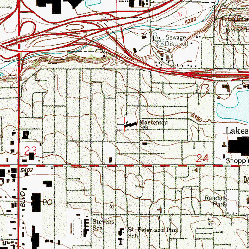 Topographic Map of Martensen Elementary School, CO