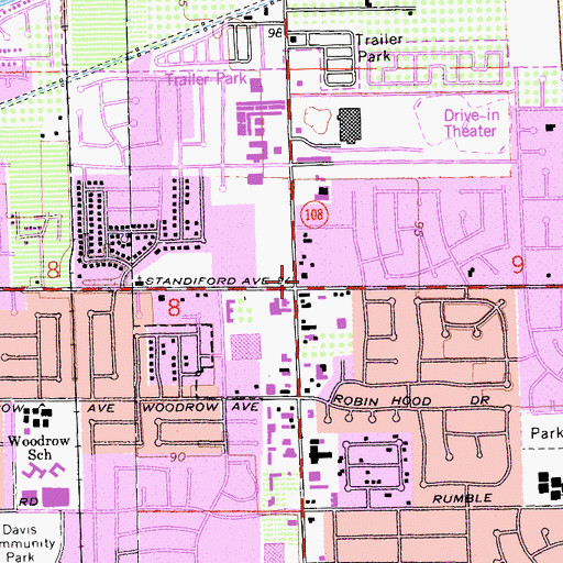 Topographic Map of Marshalls Plaza Shopping Center, CA