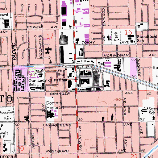 Topographic Map of McHenry Village Shopping Center, CA