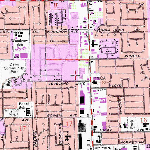 Topographic Map of Mervyns McHenry Mall Shopping Center, CA