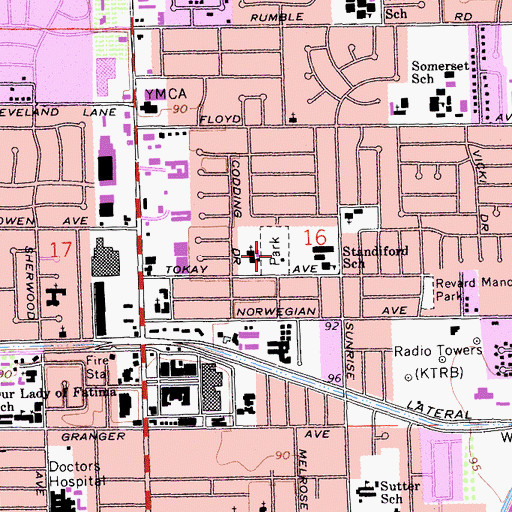 Topographic Map of Standiford Park, CA