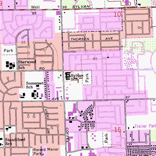Topographic Map of Sylvan Park, CA