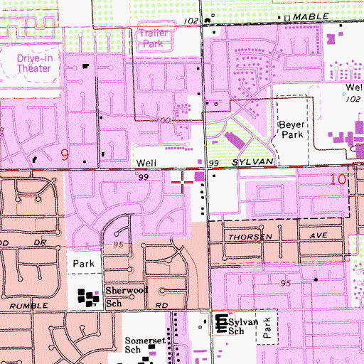 Topographic Map of Sylvan Square Shopping Center, CA