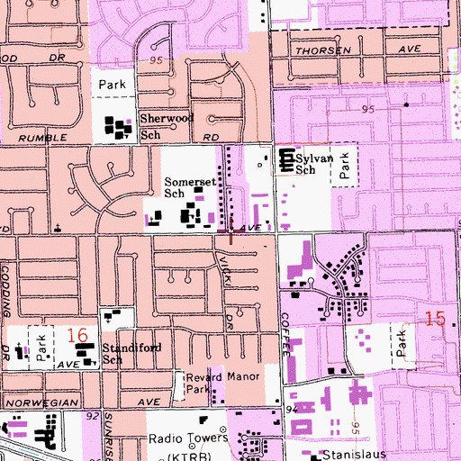 Topographic Map of Western Plaza Shopping Center, CA