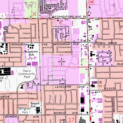 Topographic Map of Woodrow Park, CA