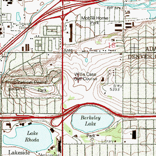 Topographic Map of Willis Case Golf Course, CO