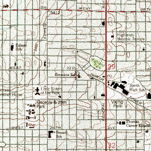Topographic Map of Emmaus Lutheran School, CO