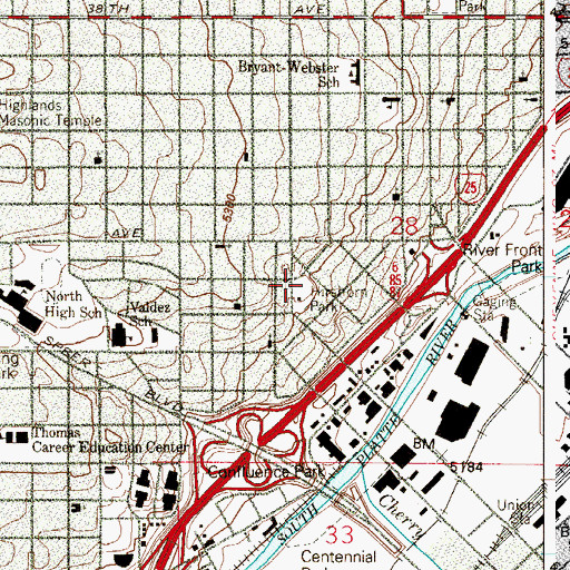 Topographic Map of Hirshorn Park, CO