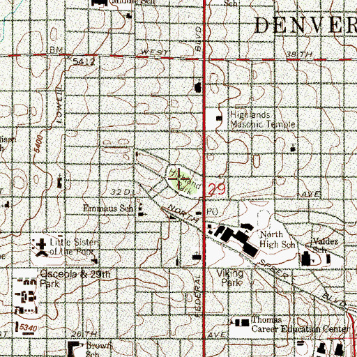 Topographic Map of Highland Park, CO