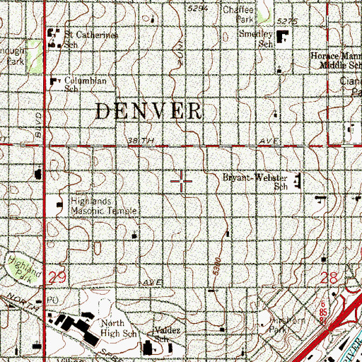 Topographic Map of Academia Ana Marie Sandoval School, CO