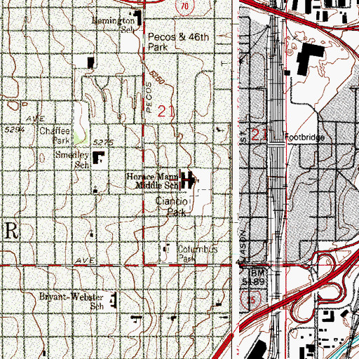 Topographic Map of Trevista ECE - 8 at Horace Mann School, CO