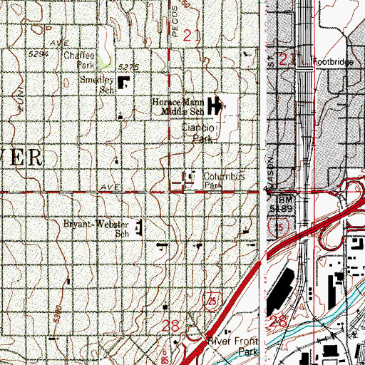 Topographic Map of Columbus Park, CO