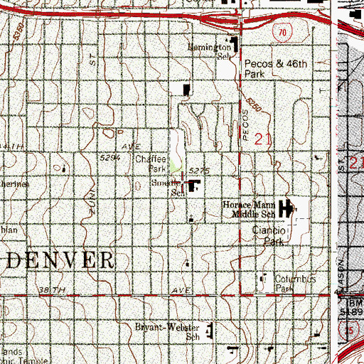 Topographic Map of Smedley Elementary School (historical), CO