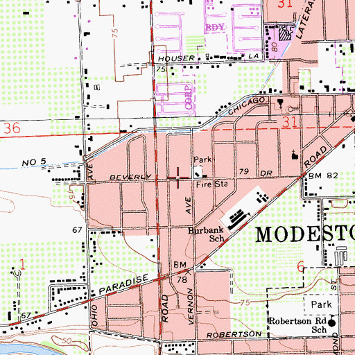 Topographic Map of Burbank Paradise Clubhouse, CA