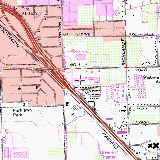 Topographic Map of Ceres Plaza Shopping Center, CA
