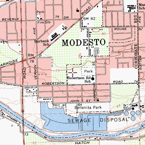 Topographic Map of Kirschen Elementary School, CA