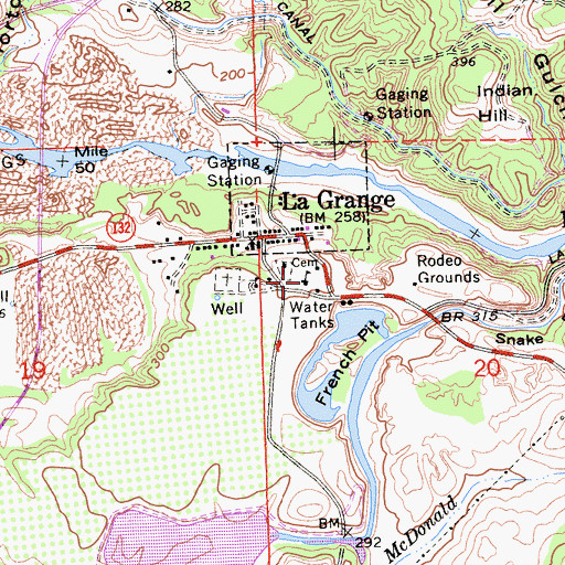 Topographic Map of La Grange Elementary School, CA