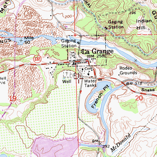 Topographic Map of La Grange Post Office, CA