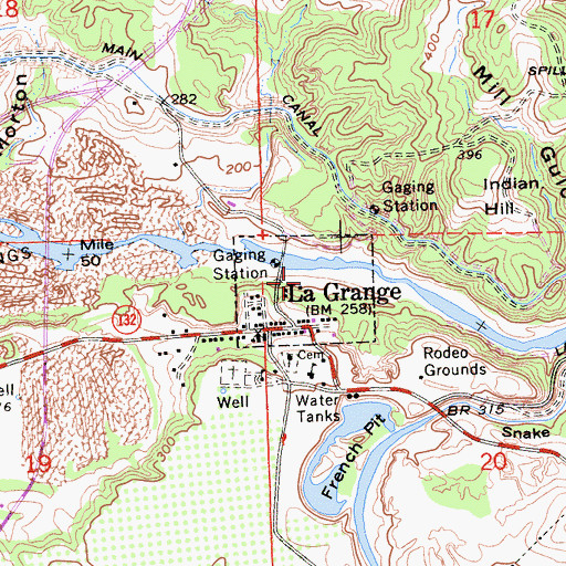 Topographic Map of La Grange Regional Park, CA