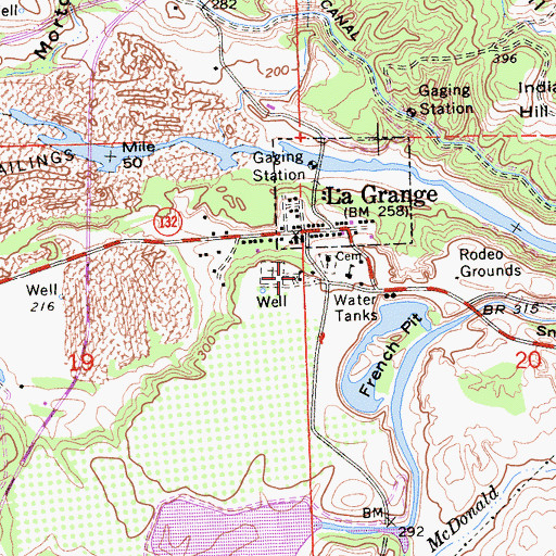 Topographic Map of Old La Grange Schoolhouse, CA