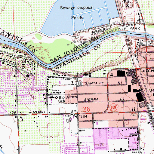 Topographic Map of River Bluff Convalescent Hospital, CA
